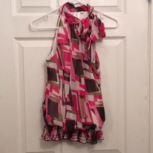 Gorgeous high collar with Tie blouse